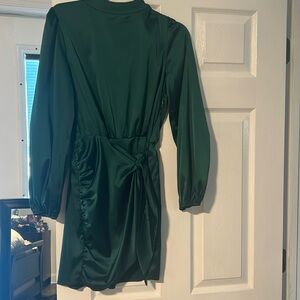 Hunter green satin dress
